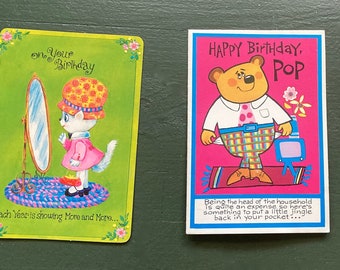 Vintage 1960s - 70's Lot of 3 BIRTHDAY CARDS - used