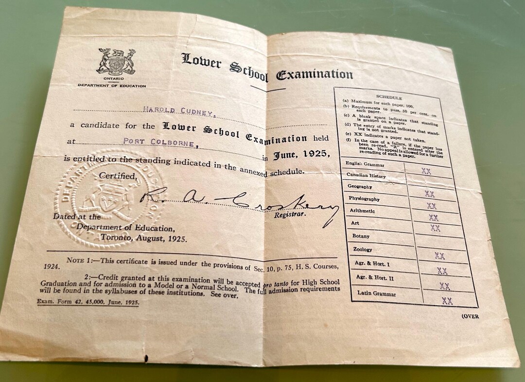 Vintage EPHEMERA - June 1925 Lower School EXAMINATION Paper - Etsy