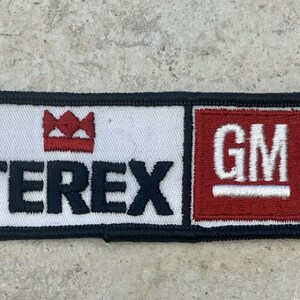 Parche rectangular bordado vintage TEREX GM de los años 70-80
