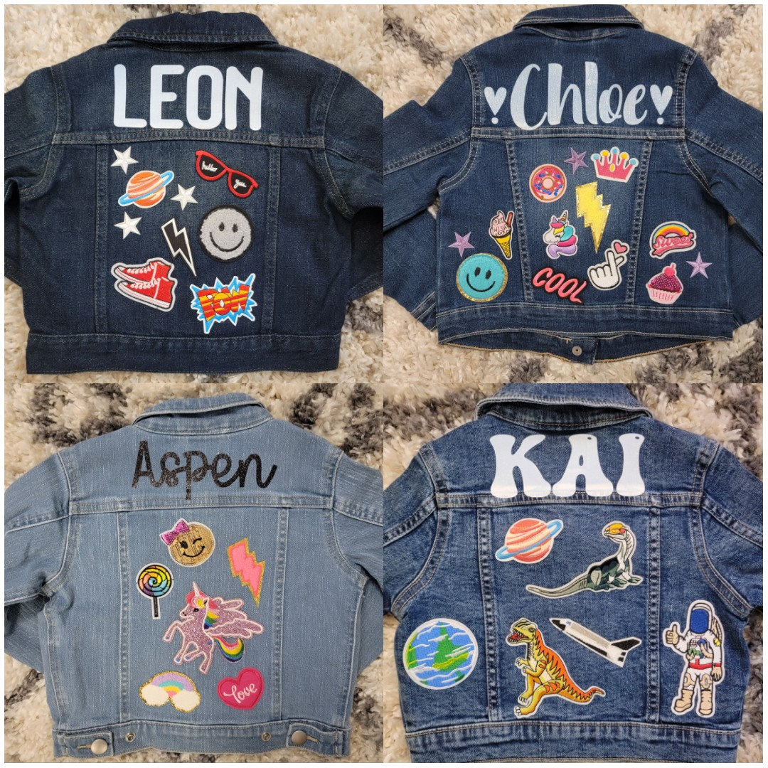 Personalised Sparkly Name Patch Denim Jacket – Rose + Moo
