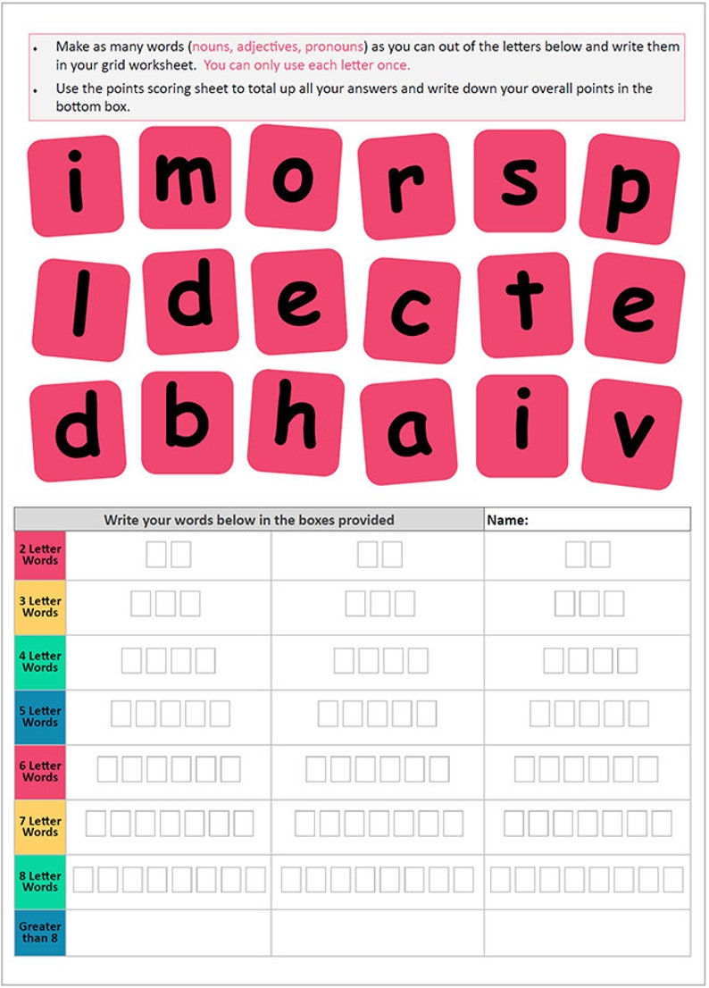 Nouns And Adjectives Activity Sheets Nouns And Verbs Etsy
