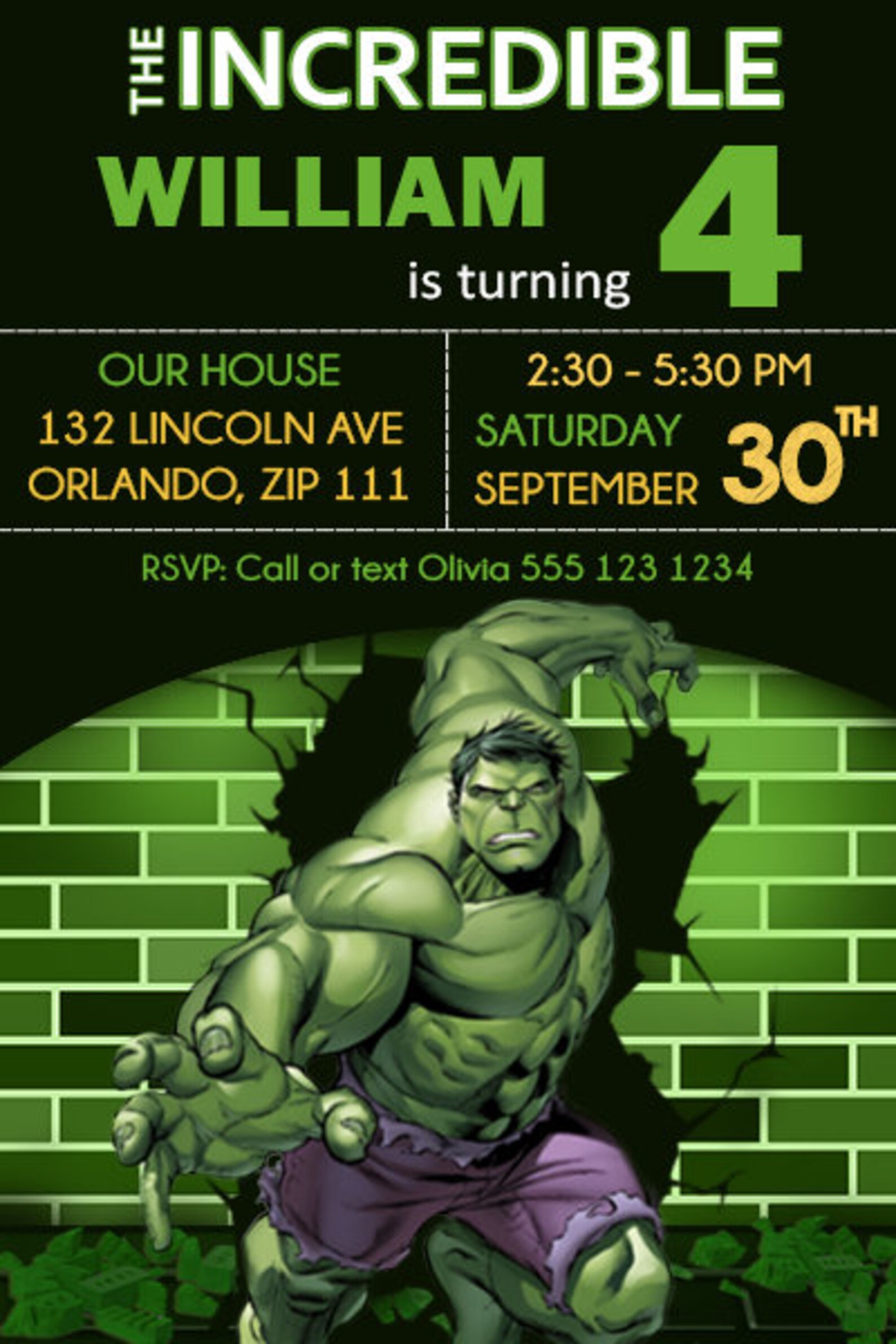 Incredible Hulk Party Invitations Hulk Invitations Hulk Etsy