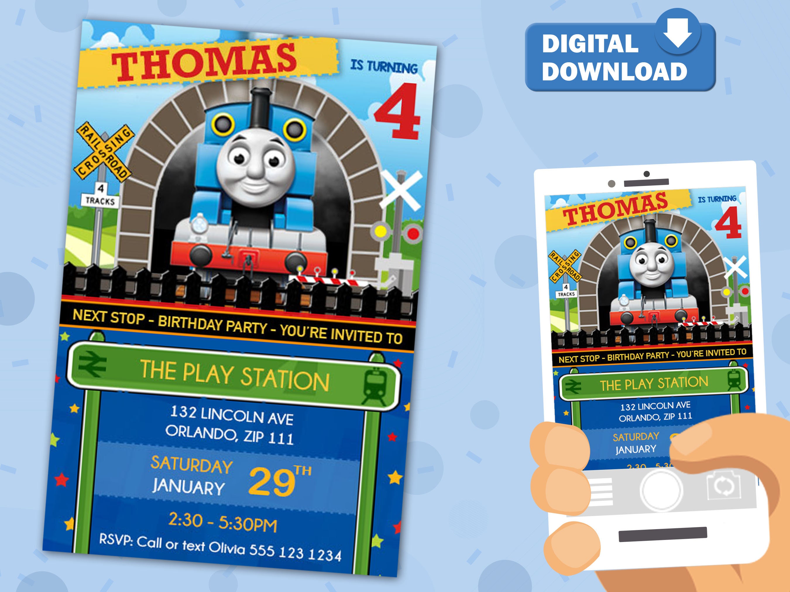 Thomas the Tank Party Invitations Thomas the Tank - Etsy