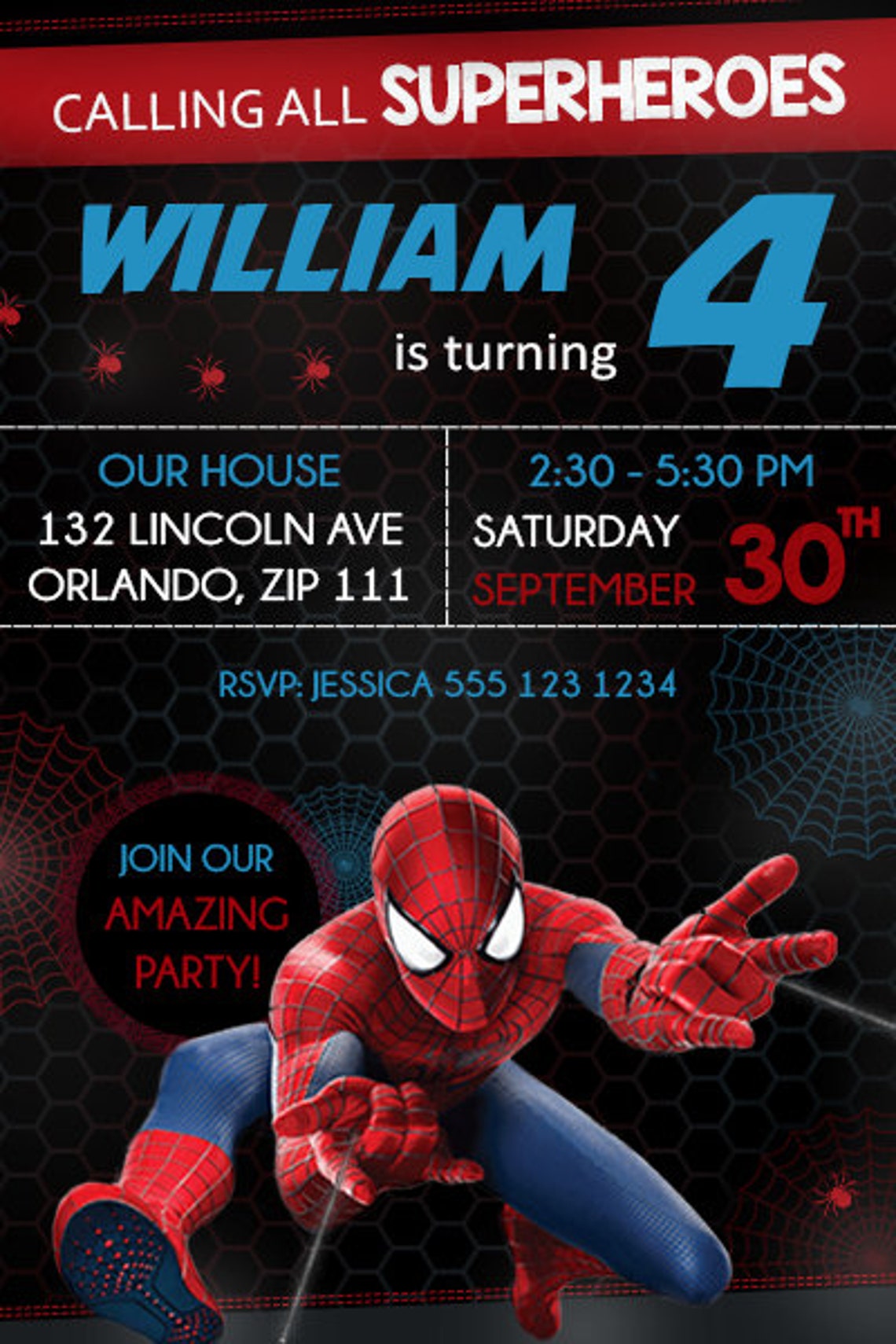 spiderman-invitations-spiderman-invites-spiderman-evite-etsy-france