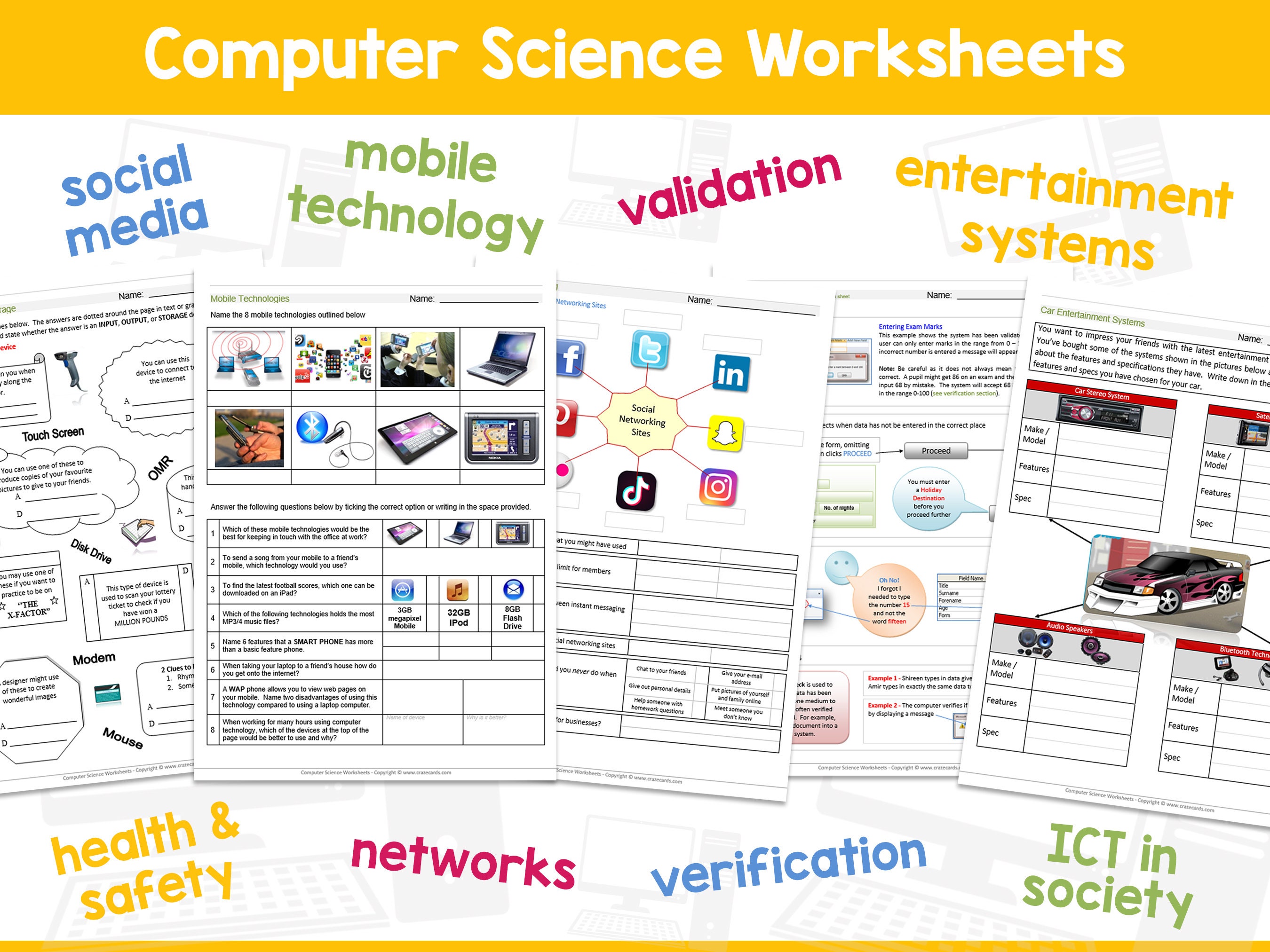 computer science worksheets computer science tasks computer etsy