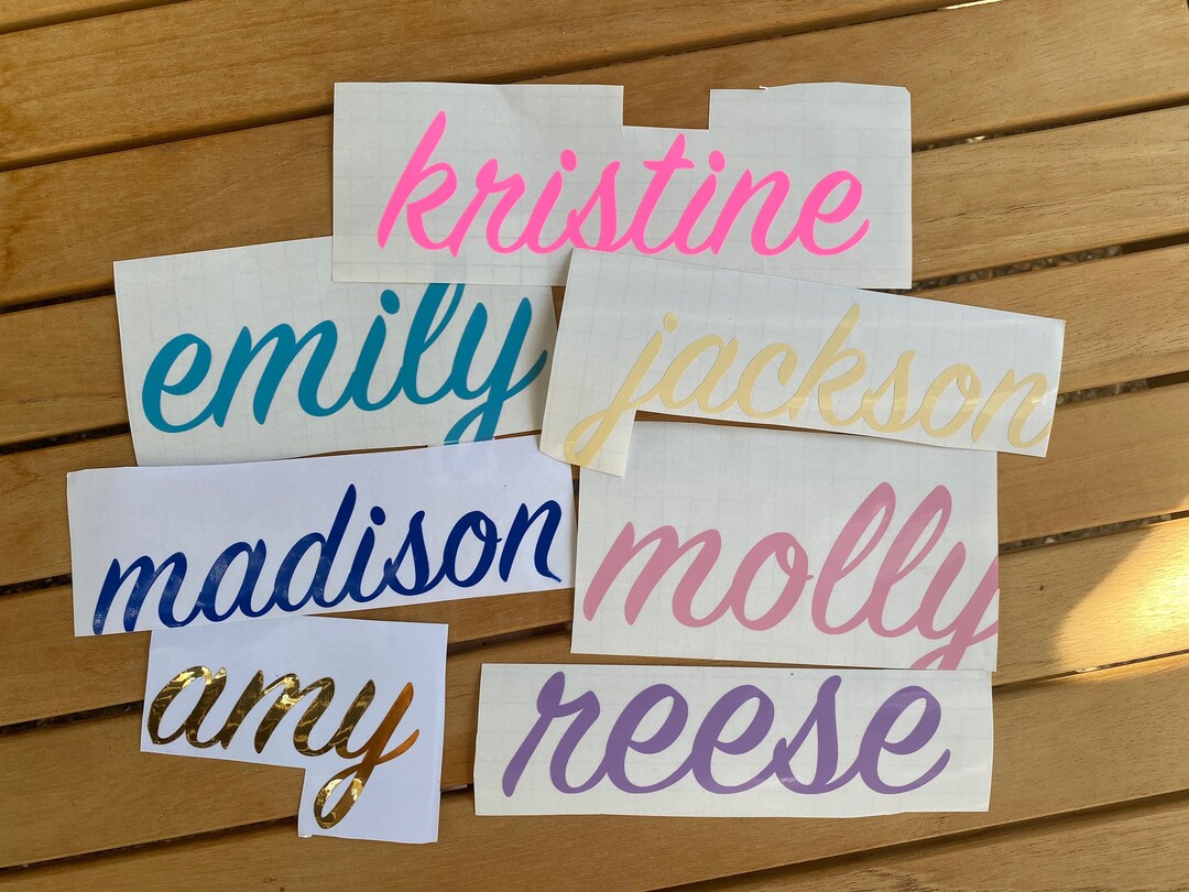 Sticker Cursive Name Cursive Name Decals - Custom Waterproof Stickers for Car, Phone, Water ...
