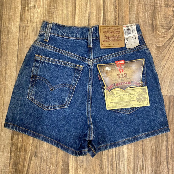 Vintage Levi’s 512 Red Tab Slim Fit shorts, high waisted, deadstock, with flasher tags still attached, rare