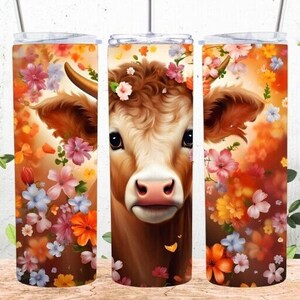 Cow and Flowers Tumbler 20 ounce tumbler