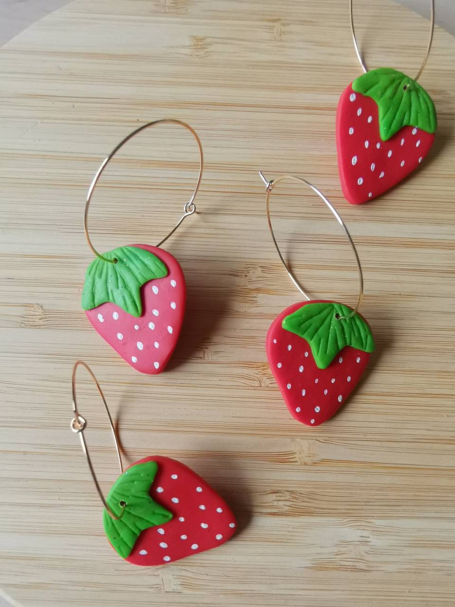 Strawberry Earrings Clay Earrings Strawberry Hoop Earrings Etsy UK