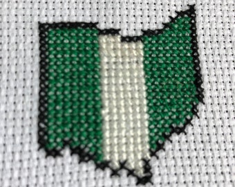 CUSTOM State of Ohio Outline Cross Stitch Christmas Ornament