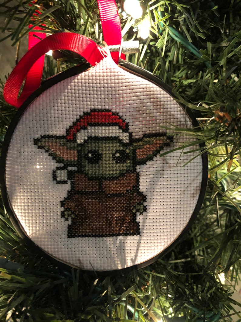 Baby Yoda Cross Stitch Christmas Ornament Etsy