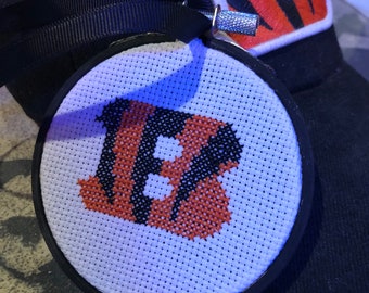 WHO DEY Cincinnati Bengals Cross Stitch Christmas Ornament