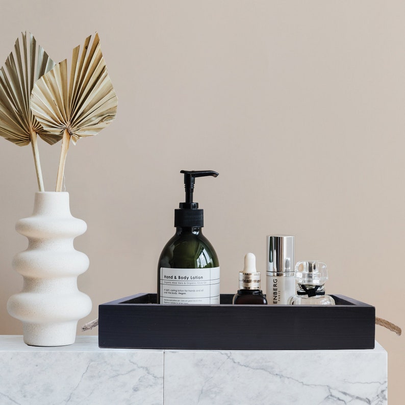 Black Decorative Tray Black Bathroom Tray Black Vanity Tray Etsy