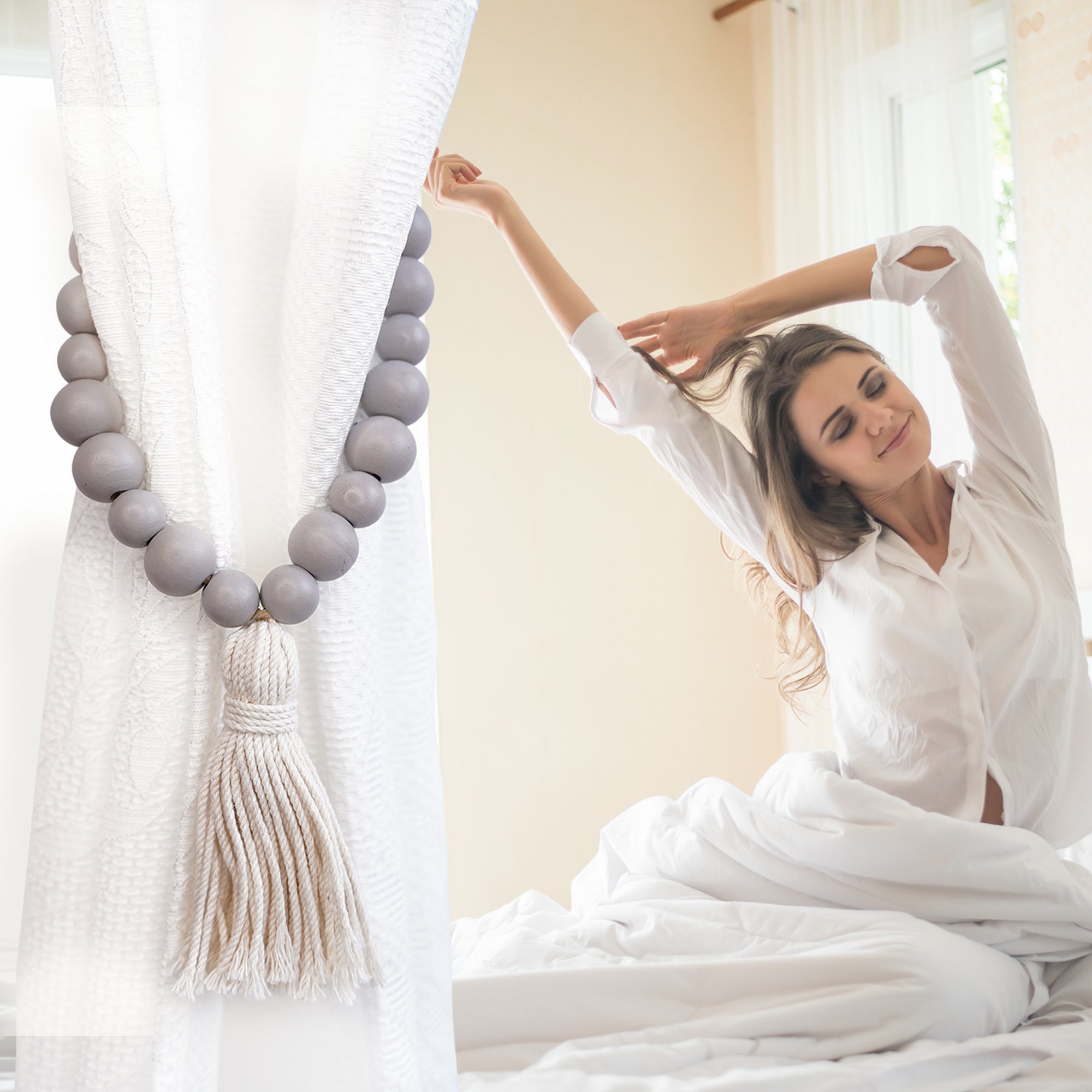 Farmhouse Style Grey Curtain Tie Backs Curtain Holders for Etsy