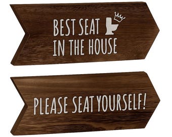 Funny Bathroom Signs Set: Rustic Farmhouse Wall Decor, Gag Gift