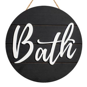 3d Bathroom Signs Decor - 11&quot; Large Farmhouse Bathroom Wall Decor Art Rustic Bathroom Door Signs Decor, Shiplap Decorative Signage, Black
