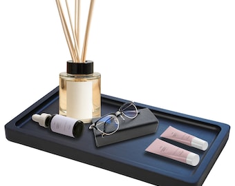 Black Bamboo Bathroom Tray - Vanity Organizer, Toilet Tank Decor