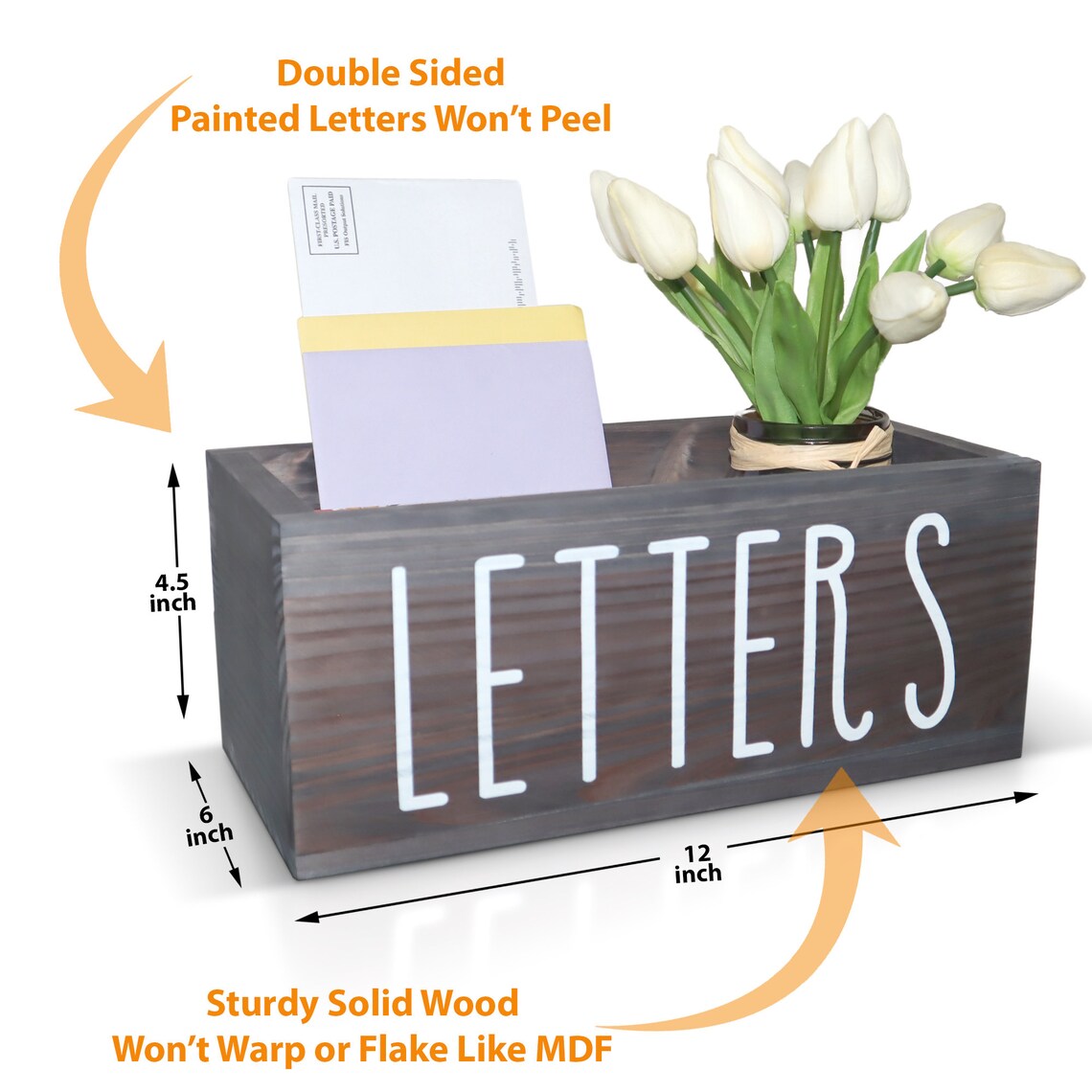 Rustic Mail Organizer Box Mail Holder Countertop Farmhouse Etsy