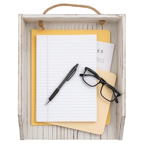 Corbeille à papier blanchie à la chaux LOTUS JAUNE - Organiseur de documents, porte-papier au format A4