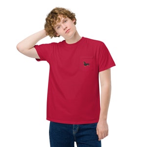 Unisex dachshund pocket t-shirt
