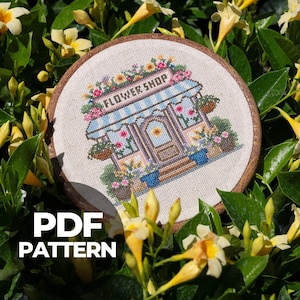 Zoete zomer bloemenwinkel kruissteek pdf-patroon