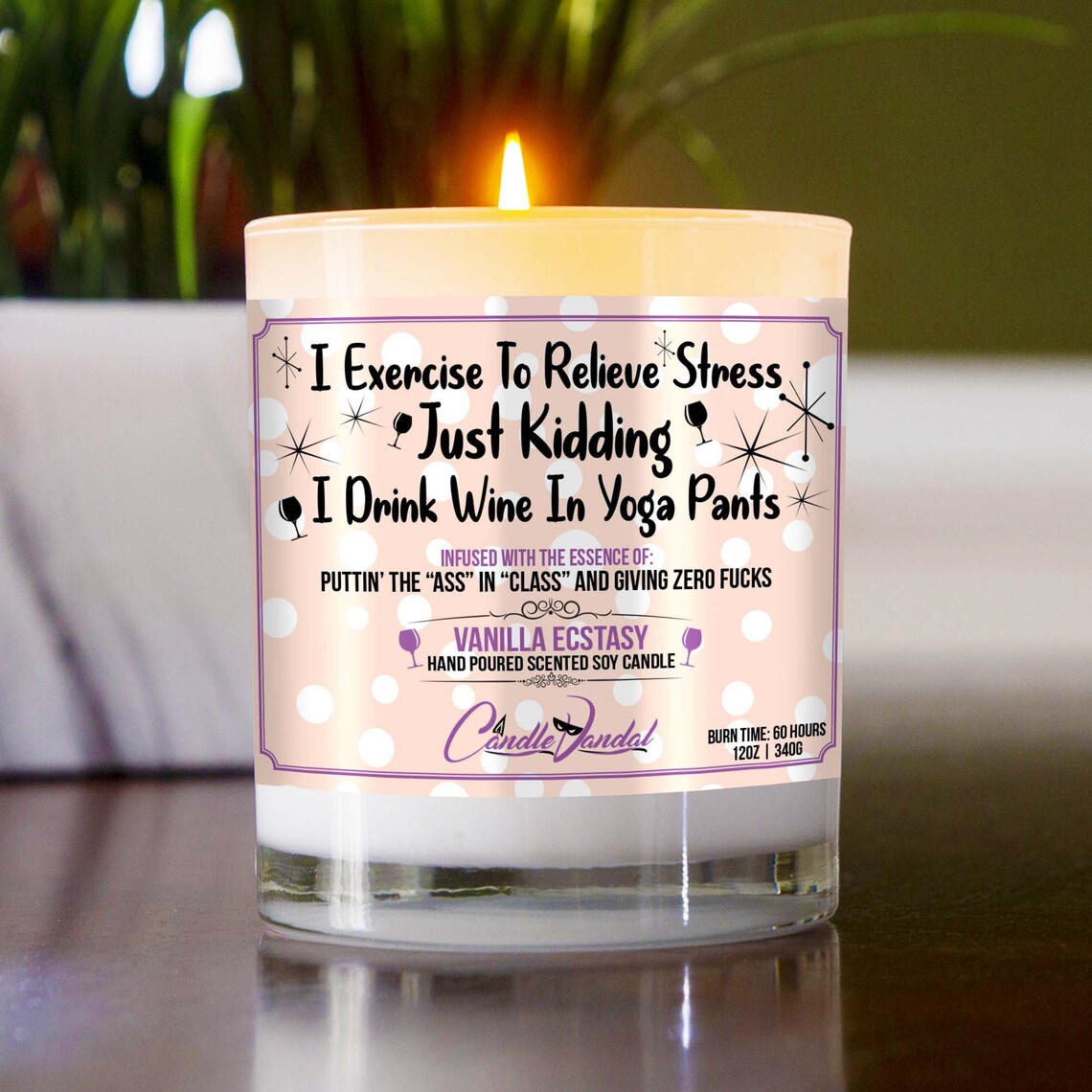 Funny Candle I Exercise to Relieve Stress Just Kidding I Etsy