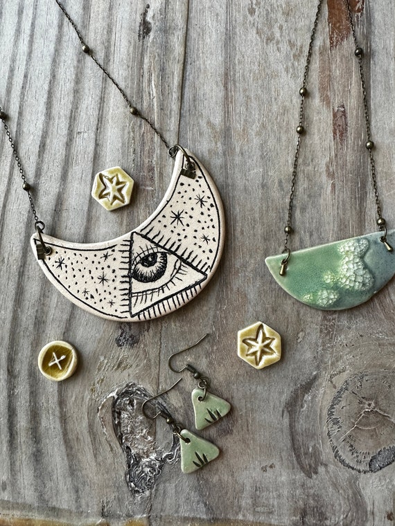 Minimalist Triangle Drop Earrings Handmade Ceramic Jewelry Etsy