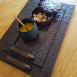 Tace SEKOU z drewna Tuareg i skóry