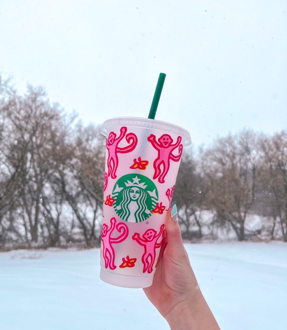 Reusable Cold Cup With Preppy Monkeys Used for Iced Coffee