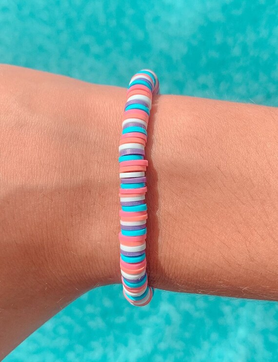 Cotton Candy Dreams Bracelet |polymer Clay beads||stretchy String Made to Fit Every Size wrist