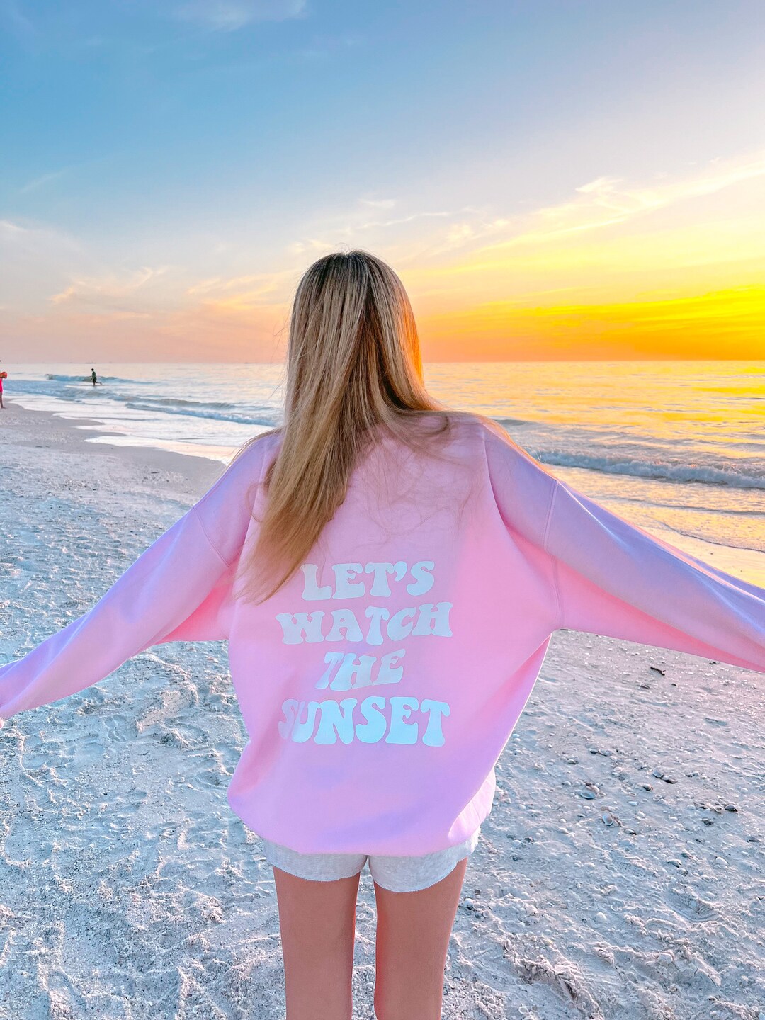 Lets Watch the Sunset Sweatshirt Preppy Sweatshirt Preppy Hoodie Pink Sweatshirt Oversized Sweatshirt Beach Sweatshirt Aesthetic Hoodie Etsy UK