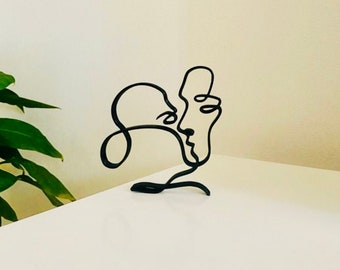 Baiser, art minimaliste, décor à la maison, figurine en plastique de table, sculpture imprimée en 3D, amour, romantique, bonheur, pour toujours, ensemble, famille, sexy