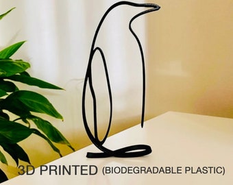 Penguin, minimalist art gifts , shelf sitter, tabletop figure, 3D printed present, snow, north, winter, ocean, wave, zoo, animals planet,
