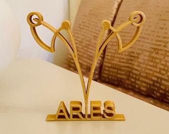 Aries Zodiac Sign Sculpture: Minimalist 3D Print, Astrology Gift