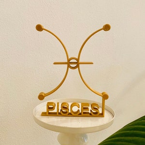 Pisces, Astrological sign, Plastic figure, Fishes, minimalist art sculpture , tabletop home decor, 3D printed gift, birthday presents