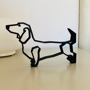 Dachshund, origami minimalist art, Plastic sculpture, statue, dog figure, home decor, interior decorating, 3D Printed gift, tabletop present