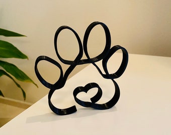 Escultura minimalista con huella de pata, decoración de mesa impresa en 3D