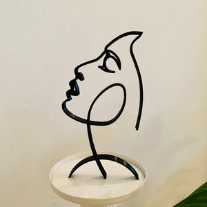 Woman Face, Abstract Minimalist Art Sculpture, 3D Printed Gift, Home ...