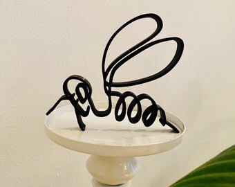 Arte minimalista de abejas: escultura de plástico impresa en 3D, decoración del hogar