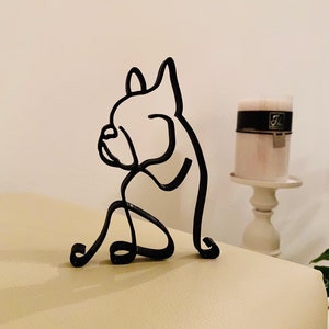 French Bulldog, Minimalist Art Plastic sculpture, most popular dog breeds, shelf home decor, tabletop figure, statue, 3D printed presents image 2