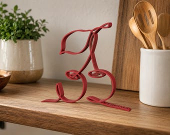 Kirschstatue – Minimalistische Linienkunst-Fruchtdekoration, Küchengeschenk