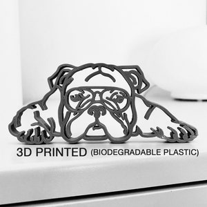 Englische Bulldogge, Brille, Kunststoff Regal Dekor, minimalistische Kunst Skulptur, Tabletop Figur, 3D Print Geschenk, Zuhause, Geburtstagsgeschenk, Hund, Haustiere