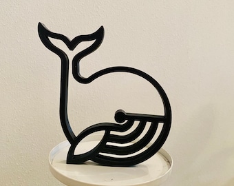 Minimalist Whale Sculpture: 3D Printed PLA Plastic, Ocean Decor