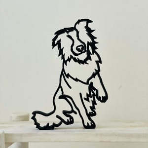 3D Printed Australian Shepherd Statue: Minimalist Home Decor, Dog Breed Gift