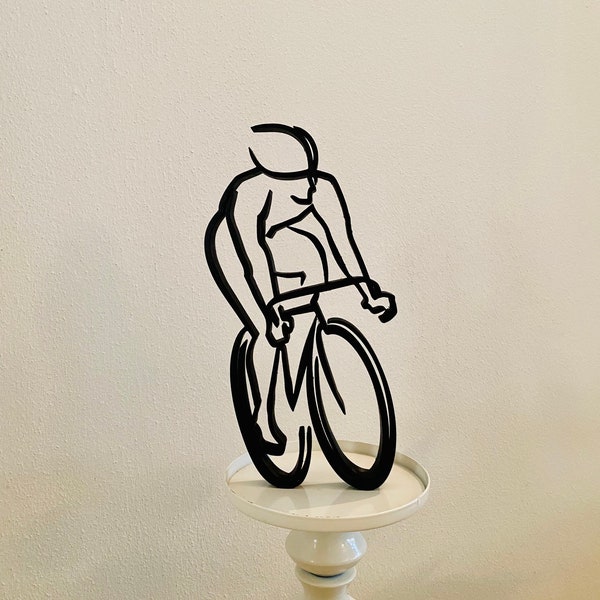 Auf einem Fahrrad, Tischplatte Plastikfigur, minimalistische Kunst, Fensterbank Bücherregal Statue, Wohnkultur, Regal Sitter, 3D gedrucktes Geschenk, Weihnachten