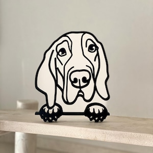 Cartoony dog Basset Hound figure, tabletop figure, minimalist art sculpture, shelf sitter, birthday gift, home decor