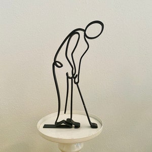 Golf player, Tabletop Plastic figure, minimalist art sculpture, sport, home office decor, 3D printed gift, shelf sitter, Masters Cup present