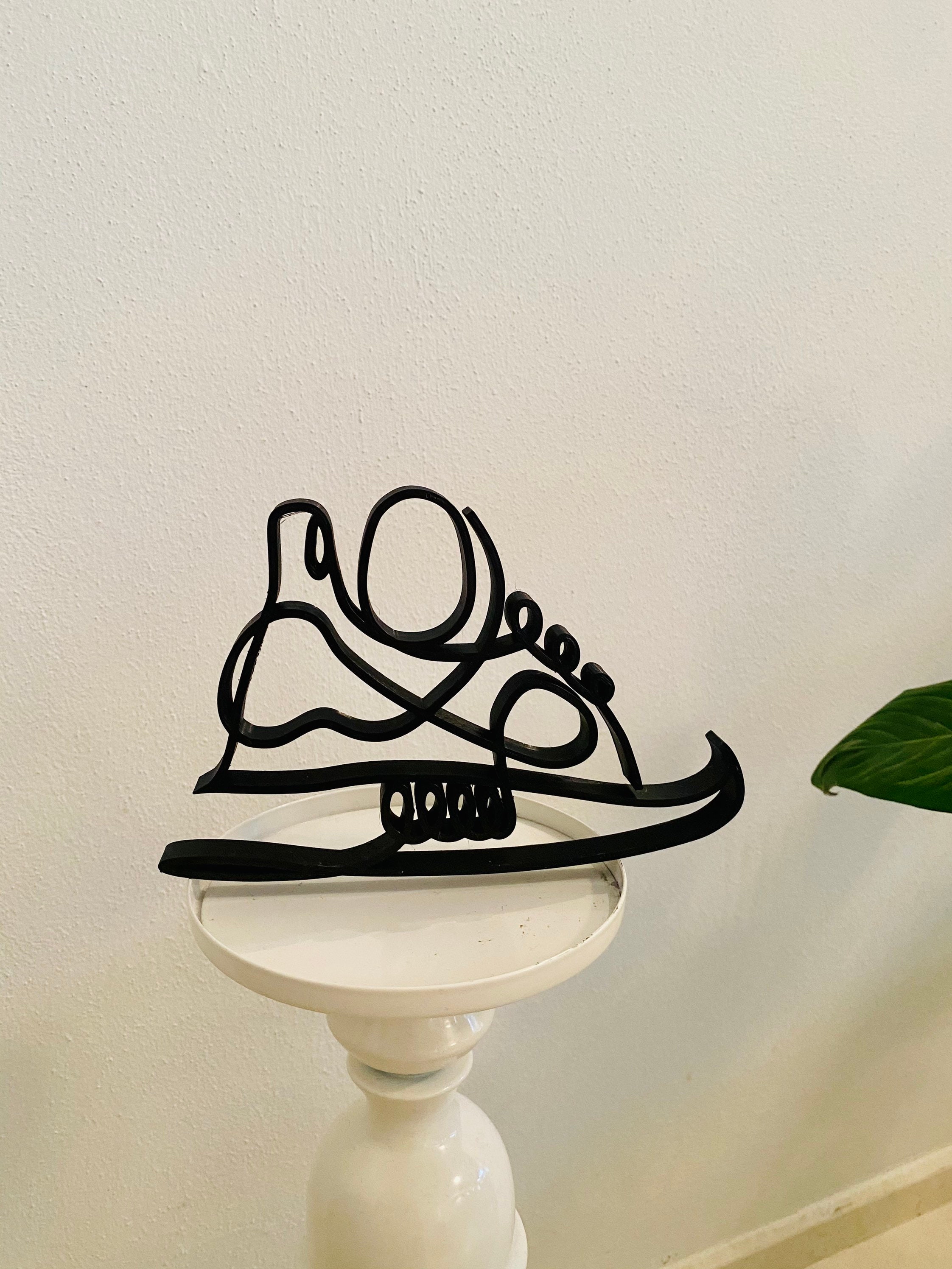 Sneaker, Tabletop Plastic figure, running, sports fashion, minimalist art sculpture, shelf sitter, 3D print gift, office home decor, Jordan