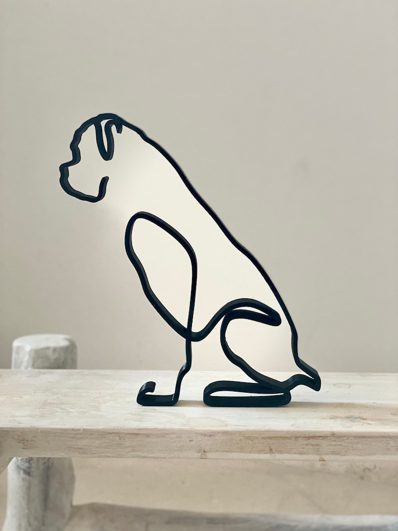 Boxer minimalist art Plastic sculpture dog figure 3D image 1