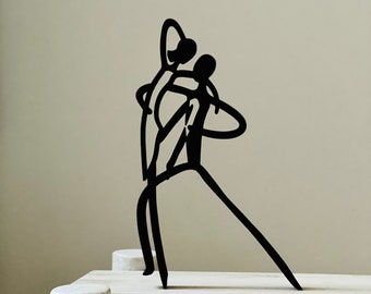 Dancing couple minimalist art sculpture Pasadoble dance rhythm 3D print gift shelf sitter home office decor tabletop Plastic figure